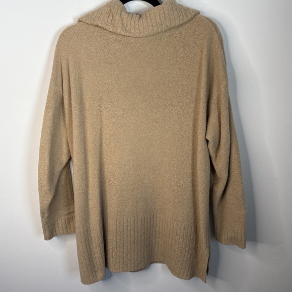 BAREFOOT DREAMS Womens XL Beige Cozychic Lite Half Zip Pullover Sweater - Picture 4 of 6